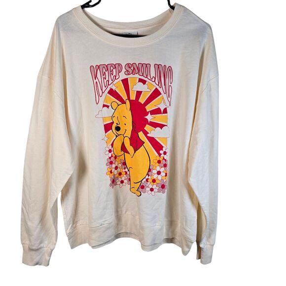 Winnie The Pooh Sweater Womens XXL Disney Sweatshirt Flowers Pullover Plus Size - Picture 2 of 6